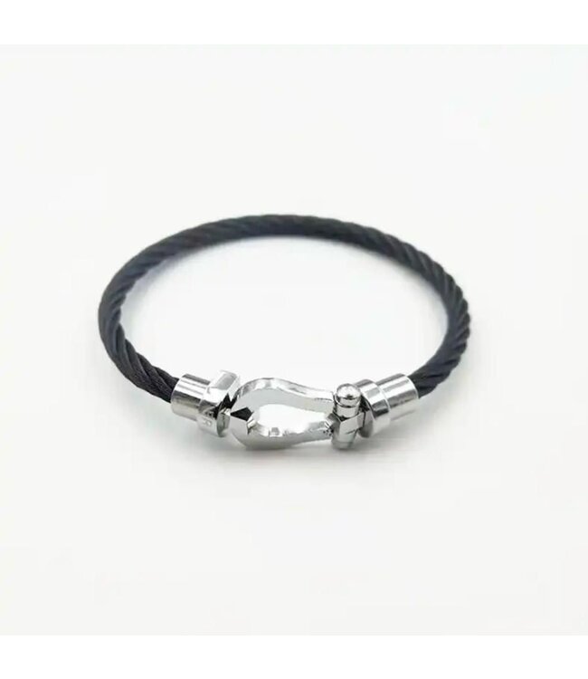 Mpariz Luxe Armband Draad Zwart &  Zilver RVS