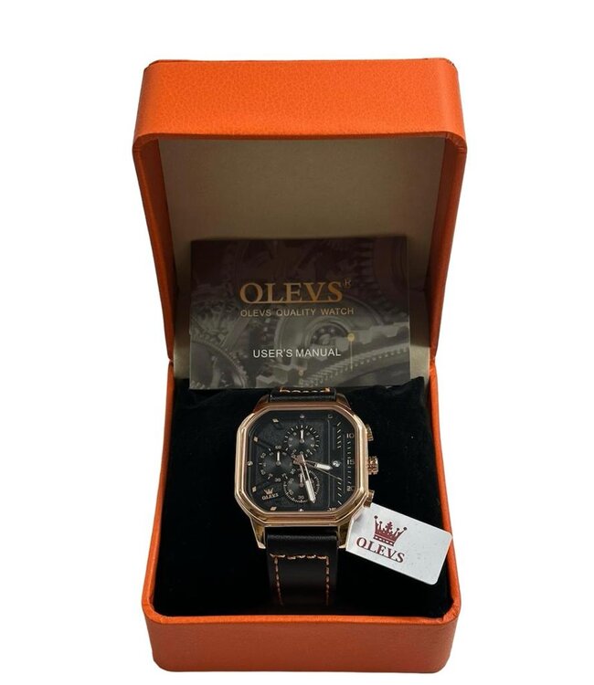 Olevs Luxe Herenhorloge Rosé  Zwart