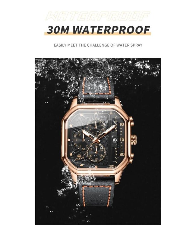 Olevs Luxe Herenhorloge Rosé  Zwart