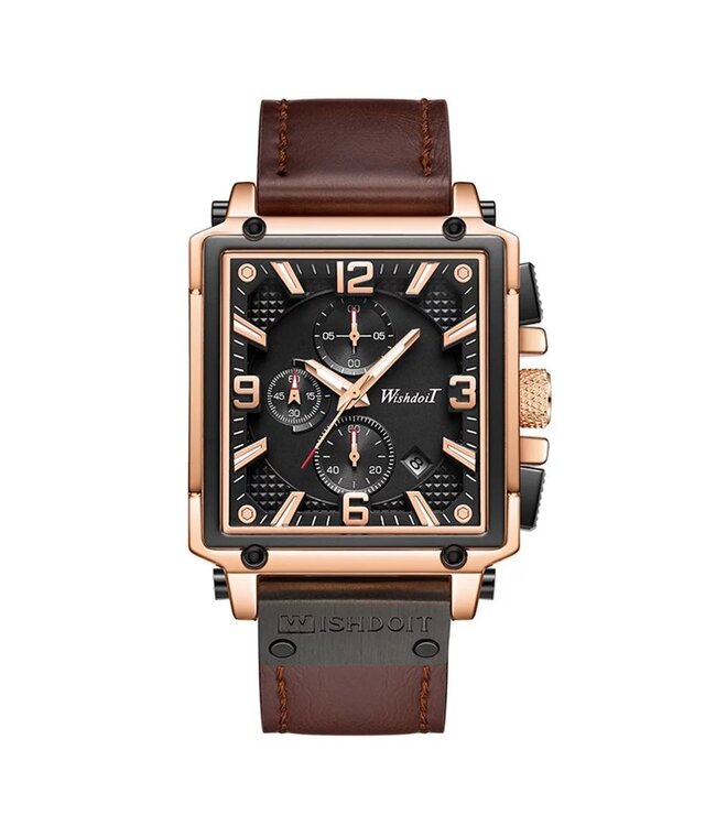 Mpariz Luxe Herenhorloge Rosé  Zwart - Gratis Armband bij elke bestelling (twv €29,95)