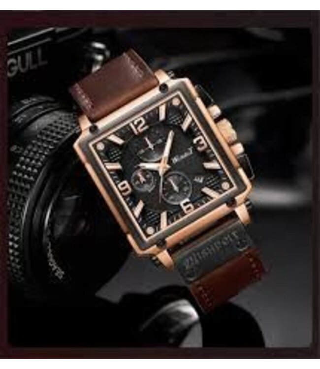 Mpariz Luxe Herenhorloge Rosé  Zwart - Gratis Armband bij elke bestelling (twv €29,95)