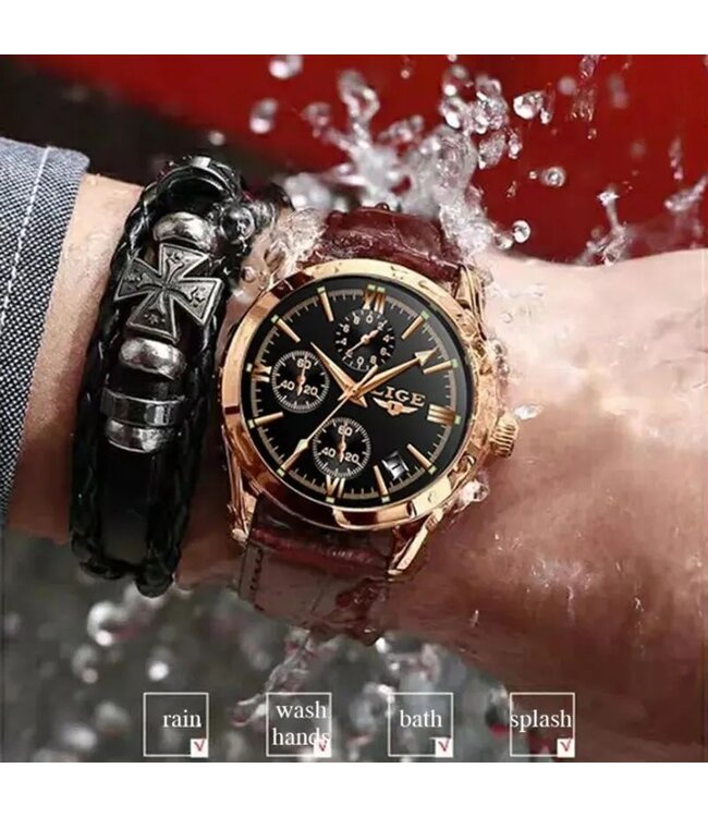 Lige Luxe Herenhorloge        Rosé  zwart