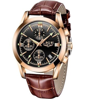 Lige Luxe Herenhorloge        Rosé  Zwart