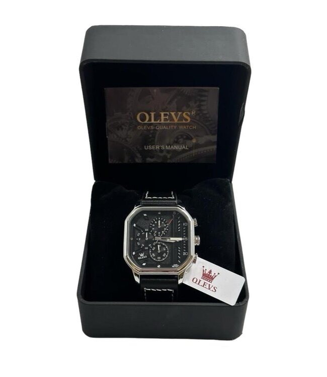 Olevs Luxe Herenhorloge Zilver Zwart
