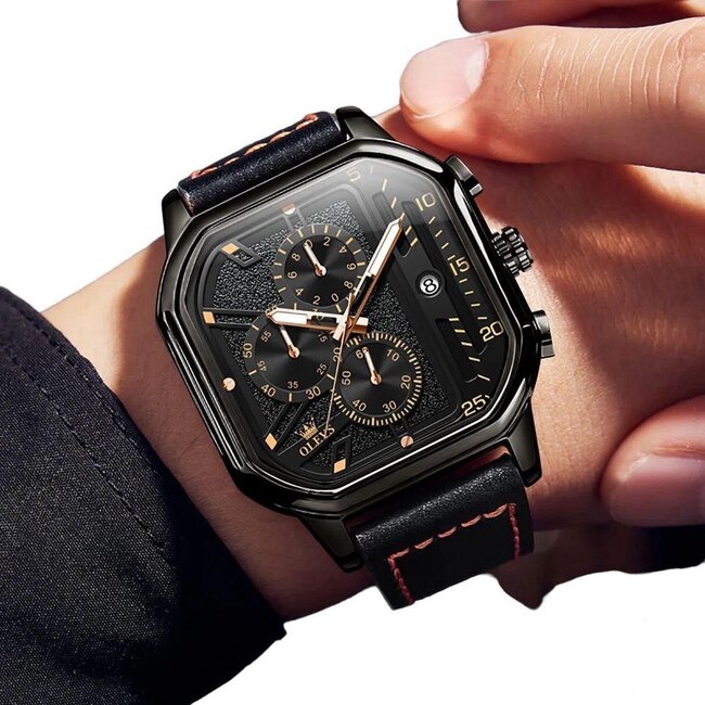 Olevs Luxe Herenhorloge Zwart