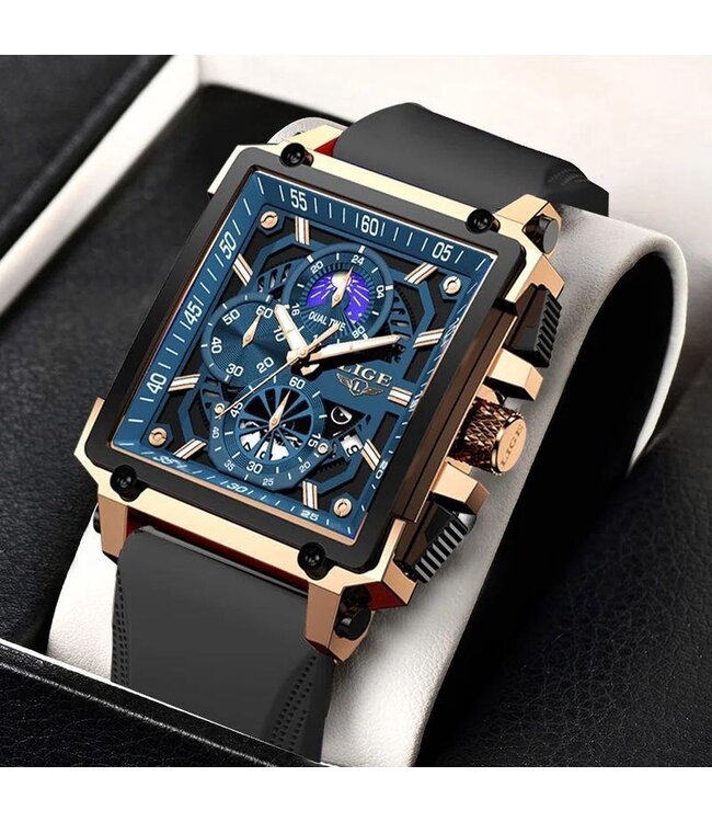 Lige Luxe Herenhorloge          Rosé  Blauw