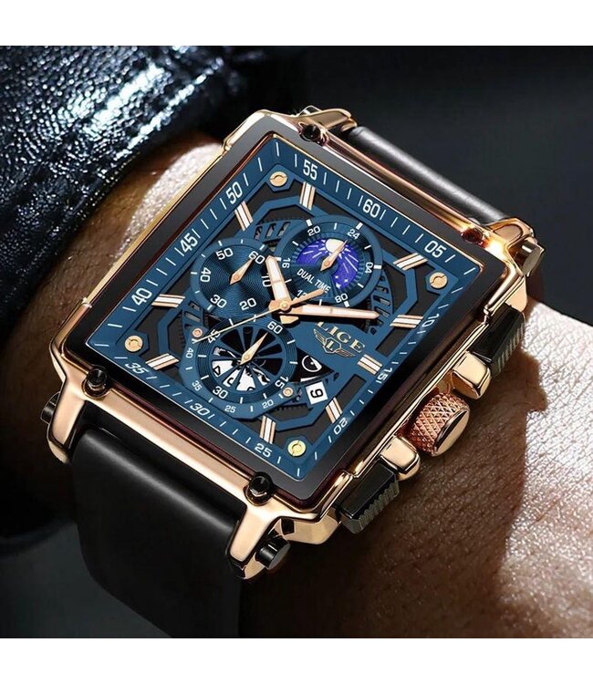 Lige Luxe Herenhorloge          Rosé  Blauw