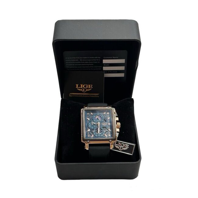 Lige Luxe Herenhorloge          Rosé  Blauw