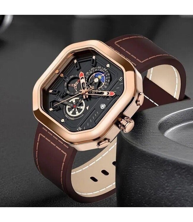 Lige Luxe Herenhorloge         Rosé  Zwart