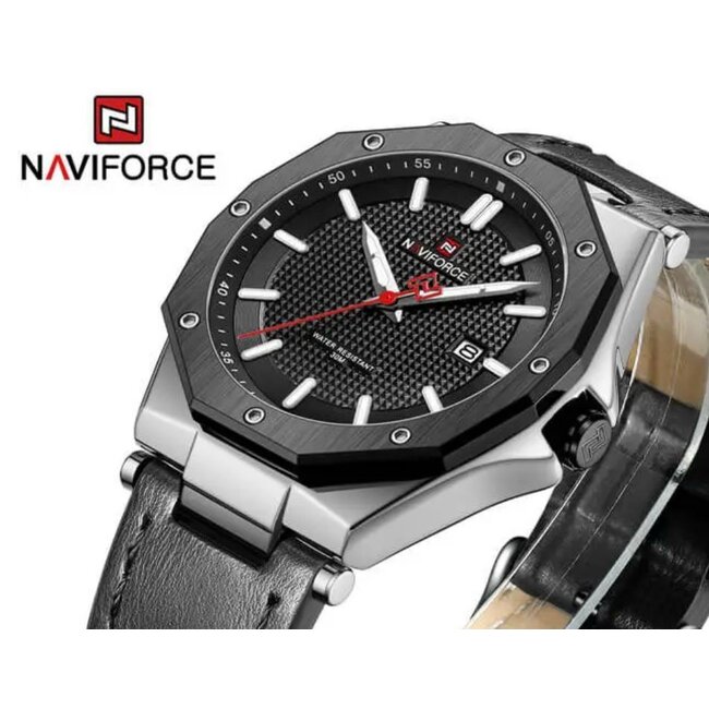 Naviforce Sentinel – herenhorloge met zwarte kast, robuuste look en leren band