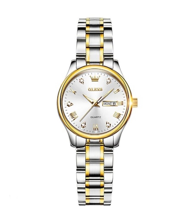 Olevs Luxe Dameshorloge Goud Wit