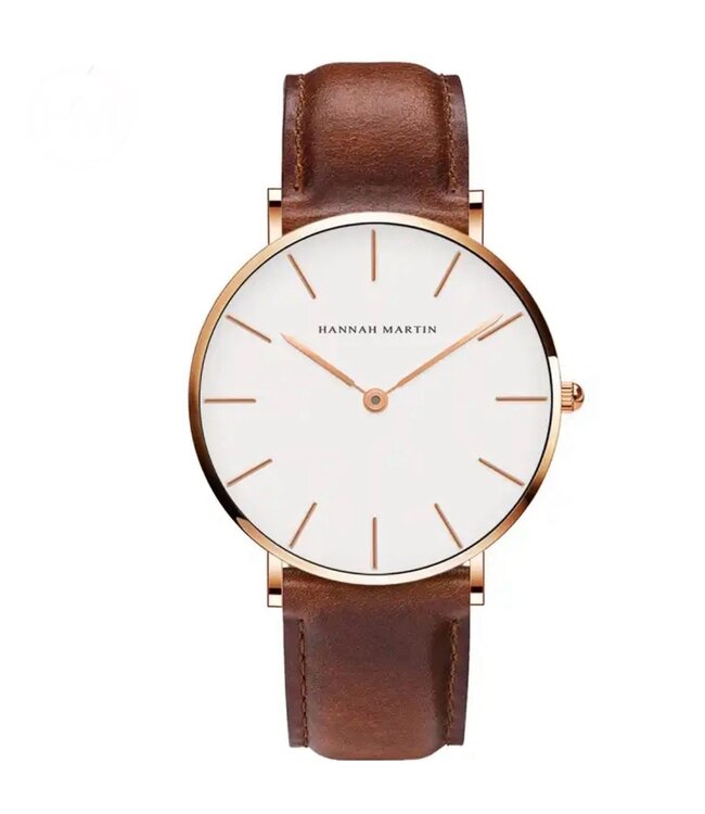 Hannah Martin Luxe Herenhorloge Rosé Wit - Gratis Armband bij elke bestelling (twv €29,95)