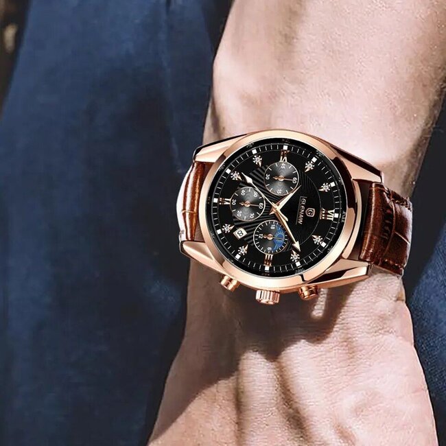 Mpariz Coolent – herenhorloge met leren band en klassiek design