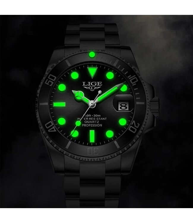 Lige Herenhorloge  Zilver & Zwart