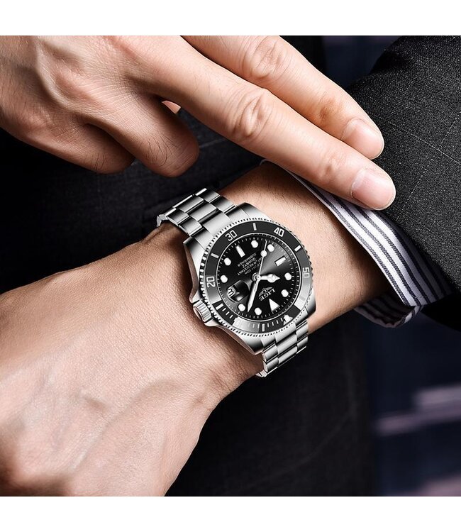 Lige Herenhorloge  Zilver & Zwart