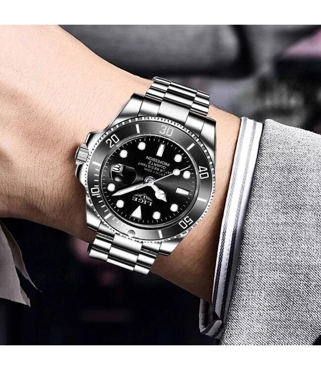 Lige Herenhorloge  Zilver & Zwart