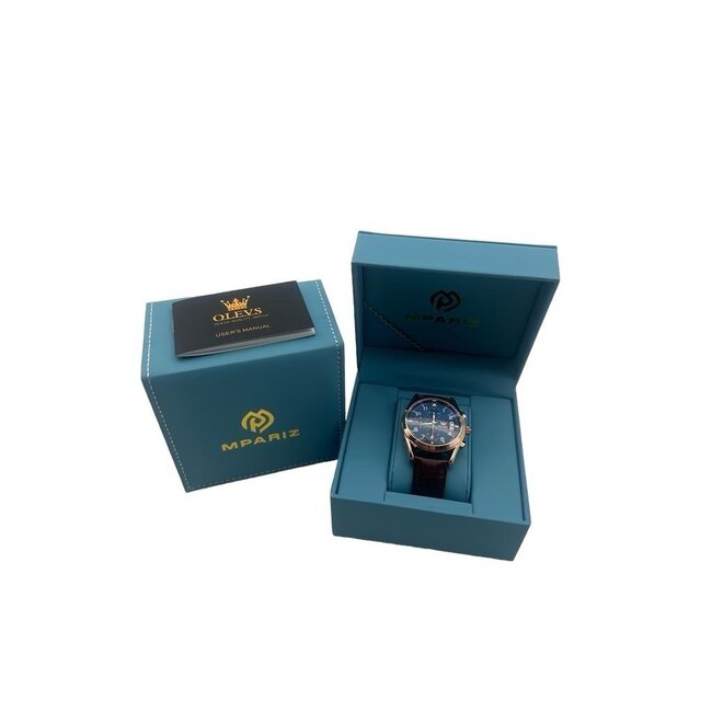 Olevs Cadran – herenhorloge met leren band en minimalistisch design