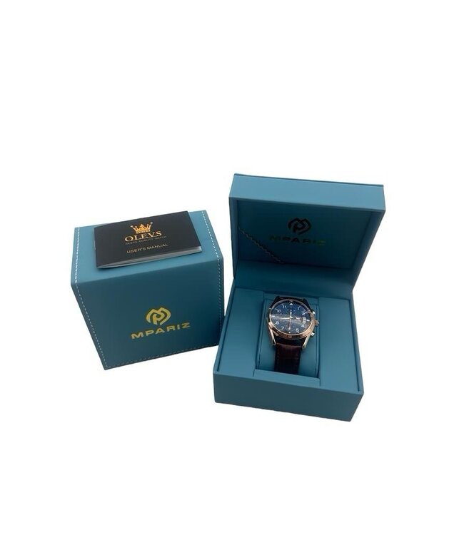 Olevs Luxe Herenhorloge Rose Blauw