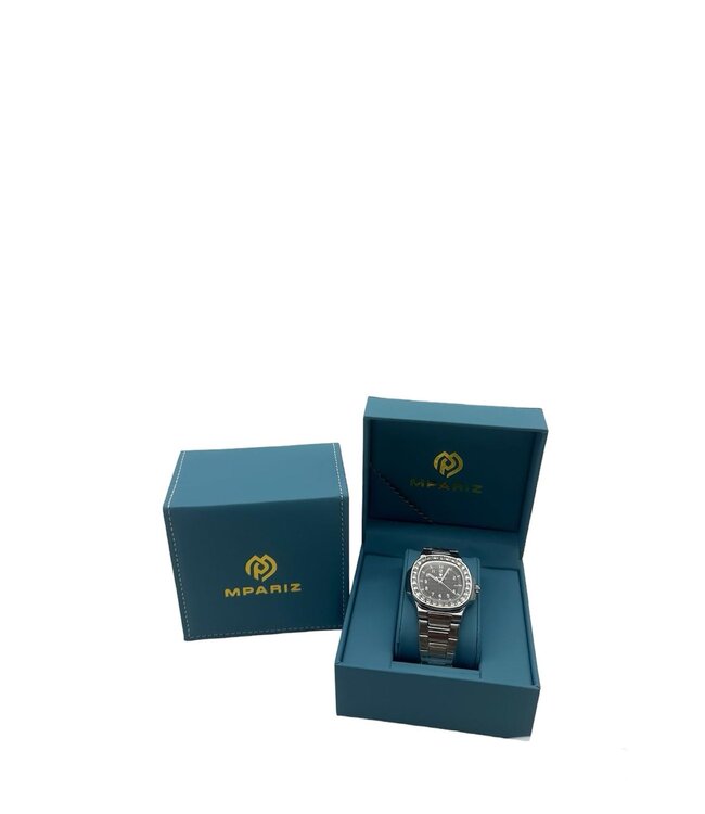 Poedagar Luxe Herenhorloge Zilver Zwart