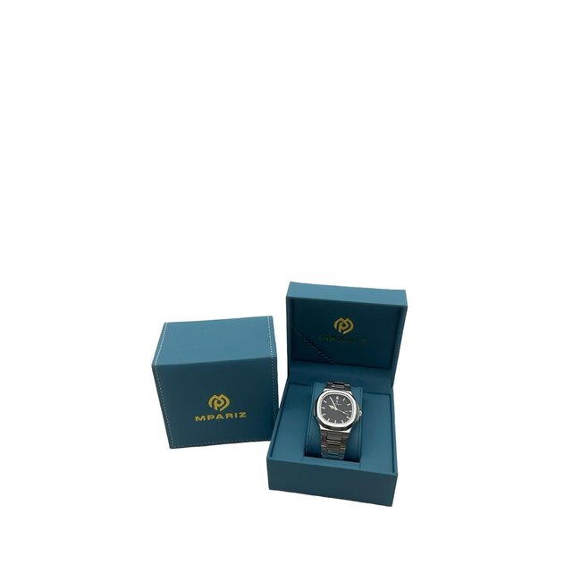 Poedagar Luxe Herenhorloge Zilver Zwart