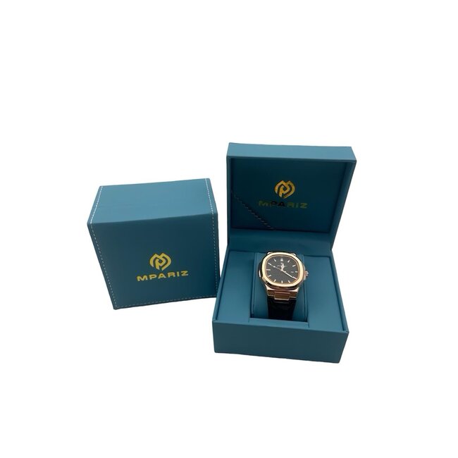 Poedagar Herenhorloge Rosé (Zwart/Blauw)