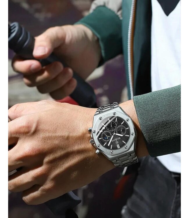 Binbond Luxe  Herenhorloge   Zilver zwart