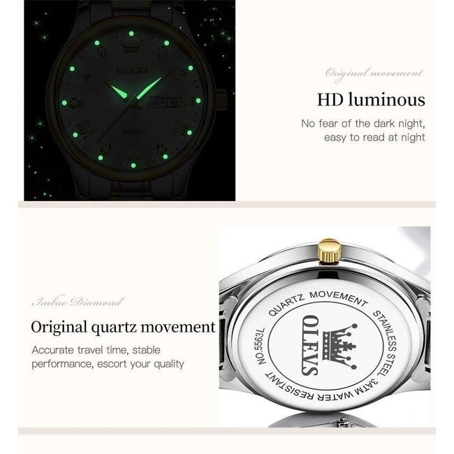 Olevs Aurine Royale – dameshorloge met stalen band en elegant design