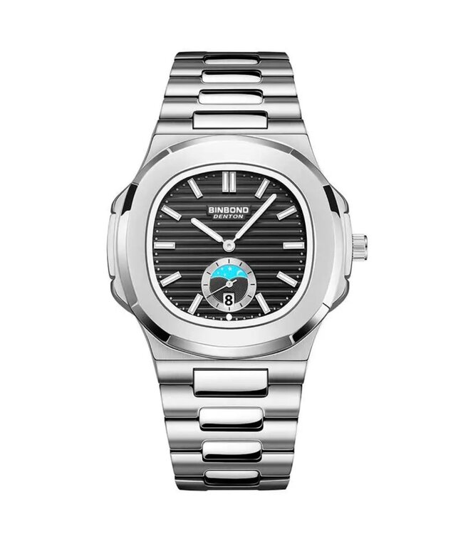 Binbond Luxe Herenhorloge Zilver Blauw