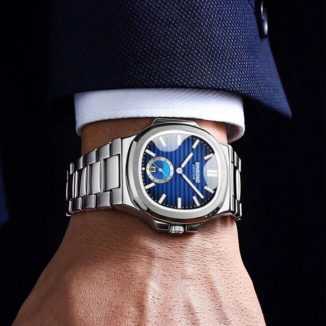 Binbond Meridian Bleu – herenhorloge met stalen band en modern design