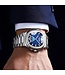 Binbond Luxe Herenhorloge Zilver Blauw - Gratis Armband bij elke bestelling (twv €29,95)