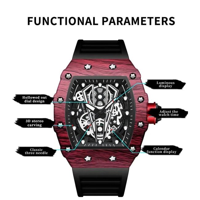 Mpariz Phantom Vert – herenhorloge met rubber band en futuristisch design