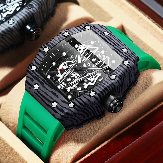 Mpariz Phantom Vert – herenhorloge met rubber band en futuristisch design