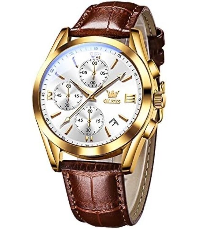 Olevs Luxe herenhorloge Goud  Wit