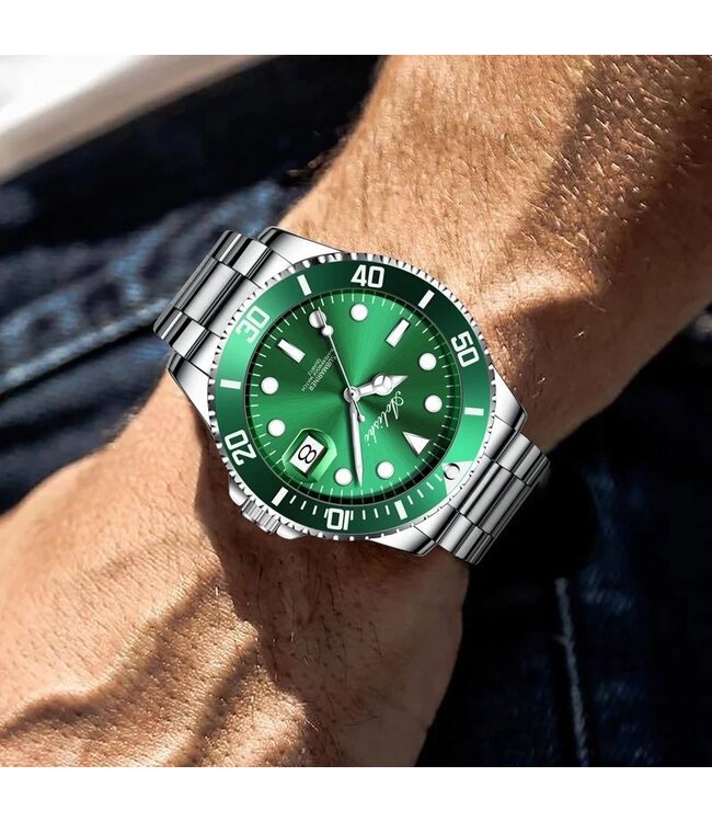 Mpariz Luxe Herenhorloges Groen  - Gratis Armband bij elke bestelling (twv €29,95)