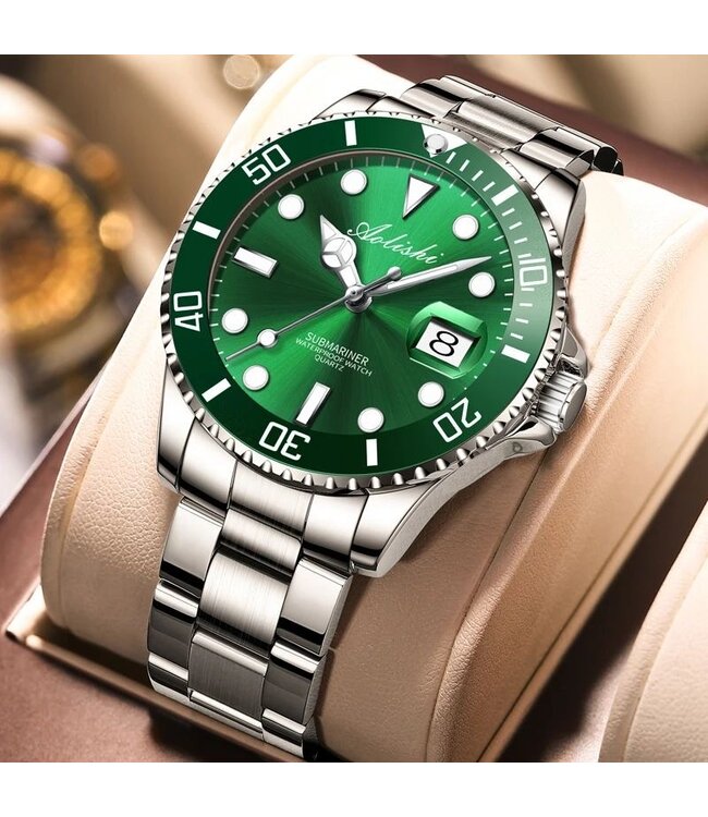 Mpariz Luxe Herenhorloges Groen  - Gratis Armband bij elke bestelling (twv €29,95)