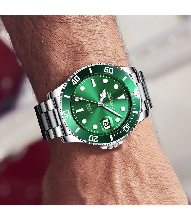 Mpariz Luxe Herenhorloges Groen  - Gratis Armband bij elke bestelling (twv €29,95)