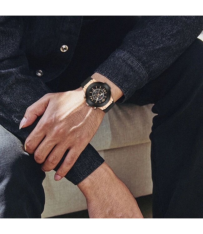 Mpariz Luxe Herenhorloges Rosé - Gratis Armband bij elke bestelling (twv €29,95)