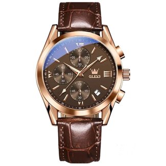 Olevs Luxe Herenhorloge Rosé (Bruin/Zwart/Wit)