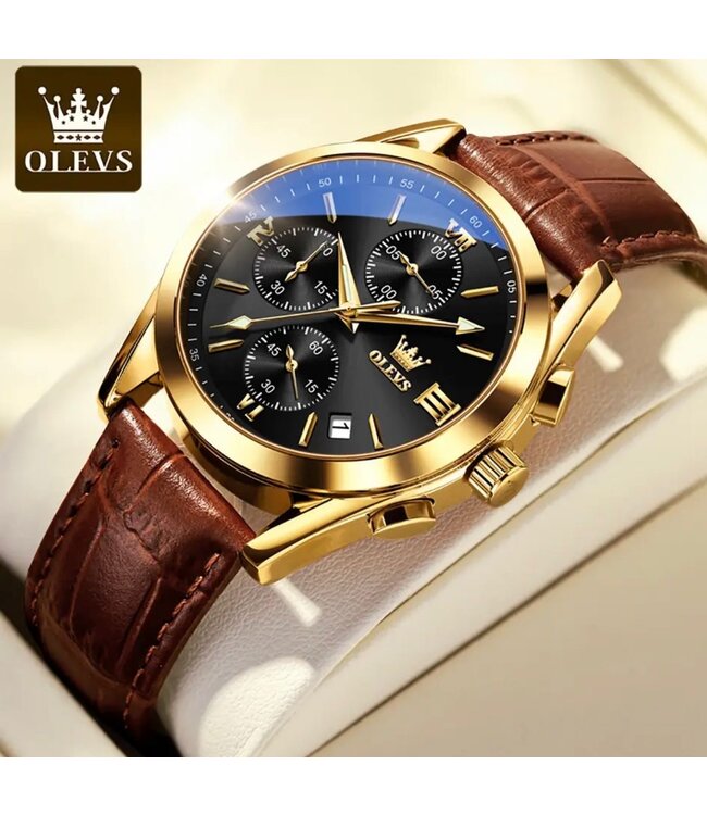 Olevs Luxe Herenhorloges Goud  Zwart