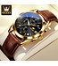 Olevs Luxe Herenhorloges Goud  Zwart - Gratis Armband bij elke bestelling (twv €29,95)