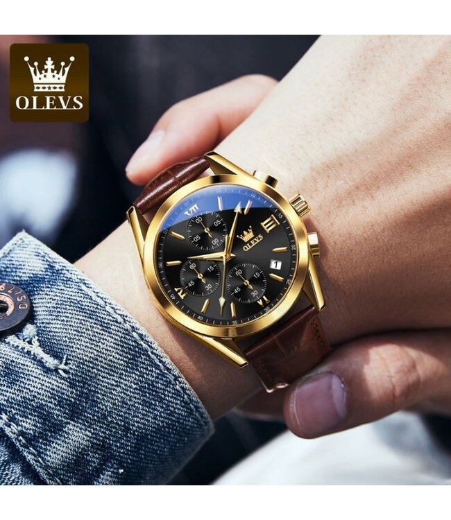 Olevs Luxe Herenhorloges Goud  Zwart