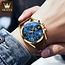 Olevs Luxe Herenhorloge Goud (Blauw/Zwart/Wit)