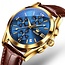 Olevs Luxe Herenhorloge Goud (Blauw/Zwart/Wit)