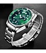 Lige Luxe Herenhorloge       Zilver  Groen - Gratis Armband bij elke bestelling (twv €29,95)