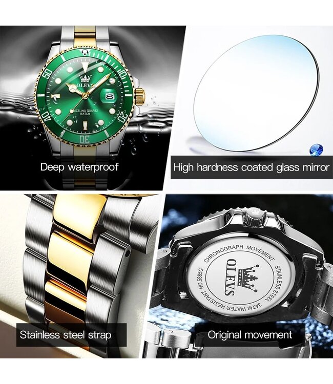 Olevs Luxe Herenhorloge Groen