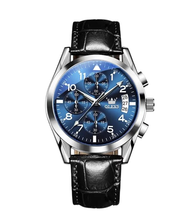Olevs Luxe herenhorloge  Blauw - Gratis Armband bij elke bestelling (twv €29,95)