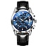 Olevs Luxe herenhorloge Zilver (Blauw/Zwart)