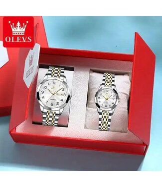 Olevs Luxe Horlogeset Zilver Goud Wit