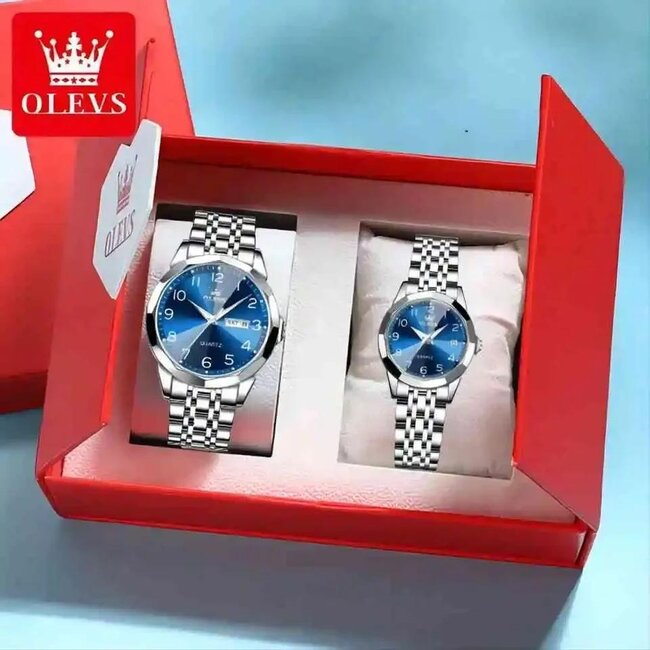 Olevs Luxe Horlogeset Zilver Goud Zwart