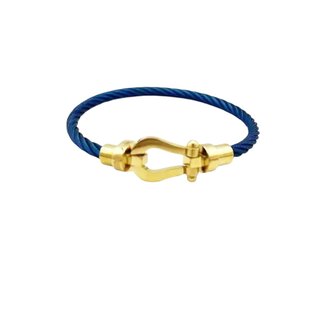Mpariz Luxe Armband  Draad Blauw  & Goud RVS